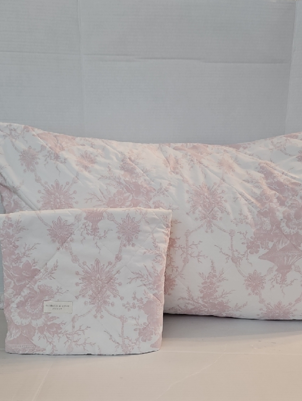 Cabbages & Roses London Quilted Blush Pink Toile Floral King Pillow Shams